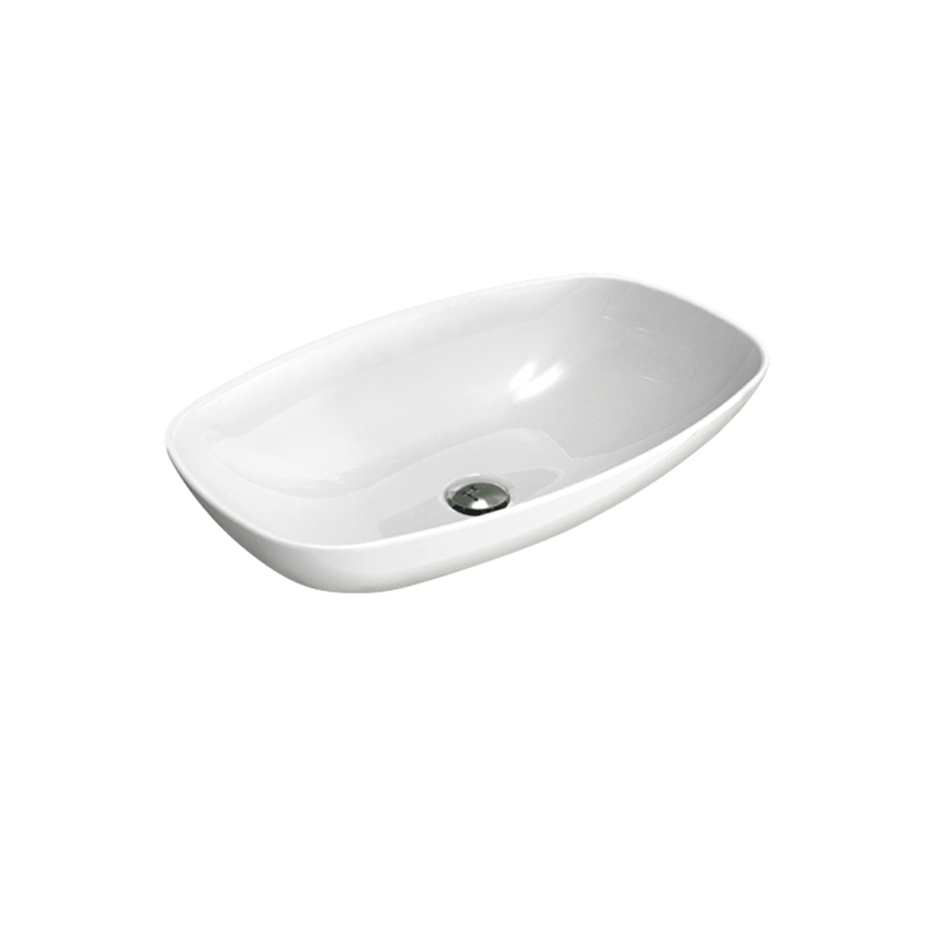 Immagine di Flaminia NUDASLIM lavabo 61 cm da appoggio o sospeso, senza troppopieno, colore bianco finitura lucido ND60L