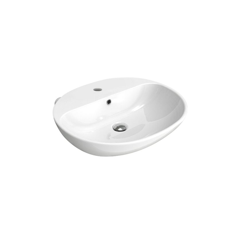 Immagine di Flaminia NUDA 60 lavabo 60 cm sospeso o appoggio monoforo con troppopieno, colore bianco finitura lucido 5083