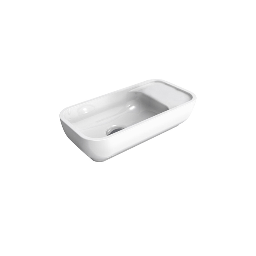 Immagine di Flaminia PASS lavabo L.40 P.22 cm da appoggio o sospeso, senza troppopieno, con foro per rubinetteria a destra, colore bianco finitura lucido PS40LD