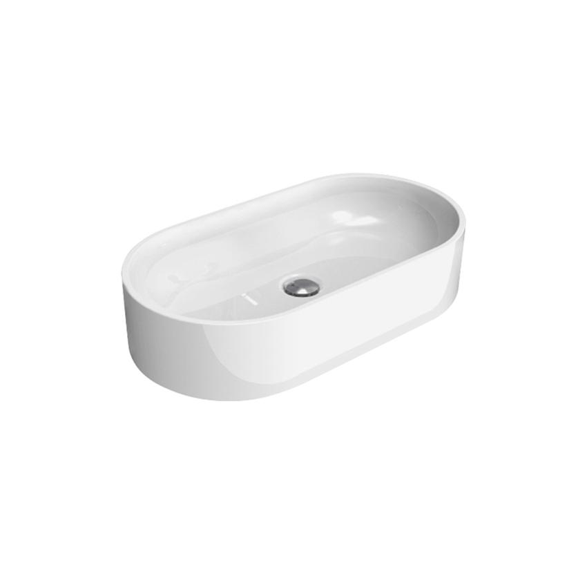 Immagine di Flaminia PASS 65 lavabo ovale 65 cm da appoggio, senza troppopieno, colore bianco finitura lucido PS65AT