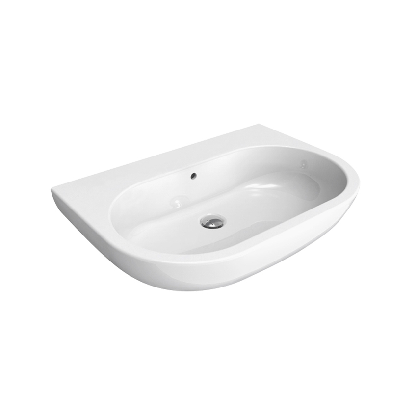 Immagine di Flaminia PASS 72 lavabo 72 cm da appoggio o sospeso, con troppopieno, colore bianco finitura lucido PS72L