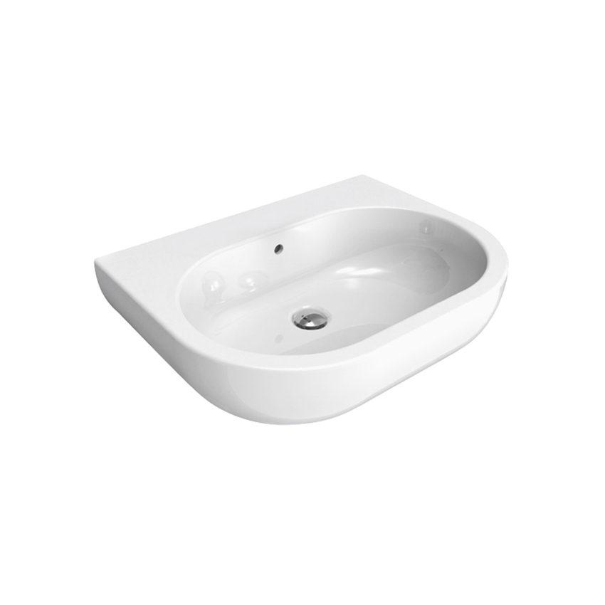 Immagine di Flaminia PASS 62 lavabo 62 cm da appoggio o sospeso, con troppopieno, colore bianco finitura lucido PS62L