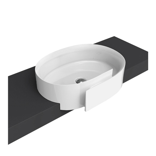 Immagine di Flaminia ROLL 56 lavabo 56 cm semincasso, senza troppopieno, colore bianco finitura lucido RL56S