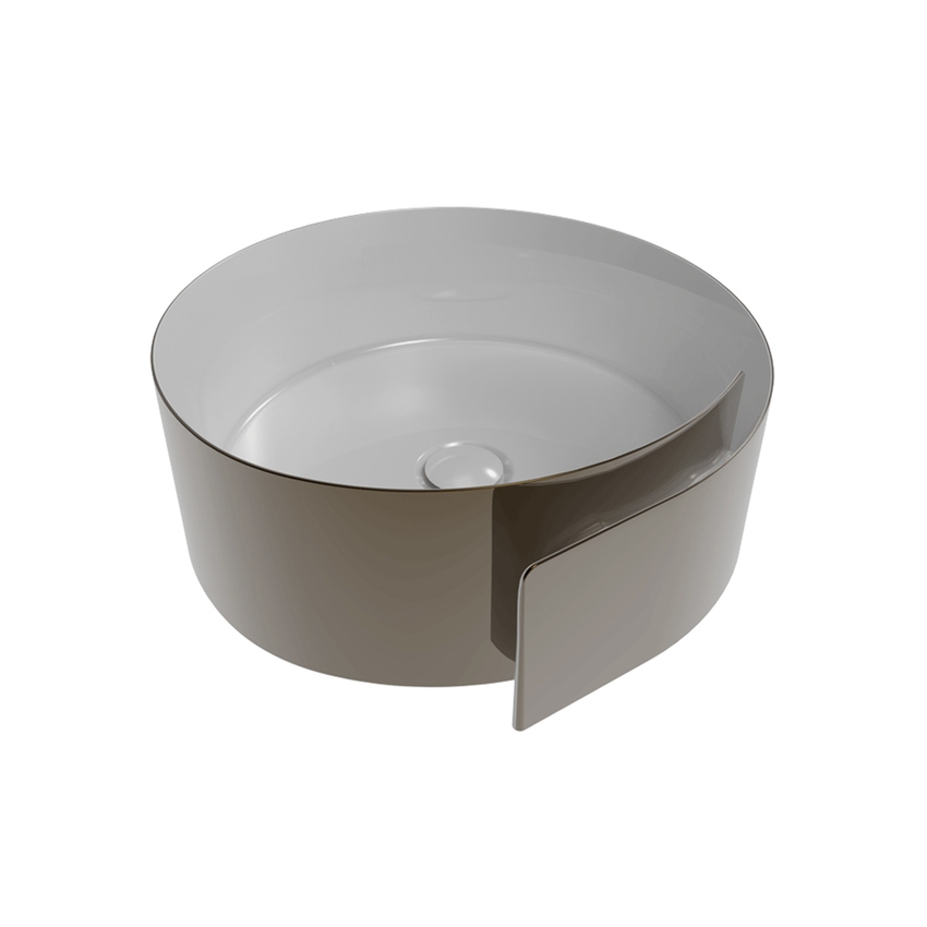 Immagine di Flaminia ROLL 44 lavabo 44 cm da appoggio, senza troppopieno, interno colore bianco finitura lucido, esterno finitura platino RL44LPLA