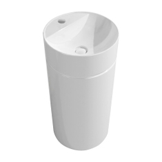 Immagine di Flaminia MONOTWIN SLIM lavabo a colonna a parete, con piano rubinetteria, monoforo, colore bianco finitura lucido MTR42P