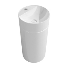 Immagine di Flaminia MONOTWIN SLIM lavabo a colonna a centro stanza, monoforo, con piano per rubinetteria, colore bianco finitura lucido MTR42C