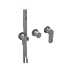 Immagine di Flaminia X1 set doccia composto da miscelatore ad incasso monocomando, deviatore e doccetta con supporto, finitura acciaio spazzolato X12081