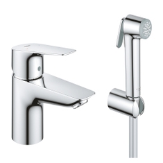 Immagine di Grohe BAUEDGE miscelatore monocomando lavabo e doccino, con flessibile e supporto a muro, senza scarico, finitura cromo 23757001