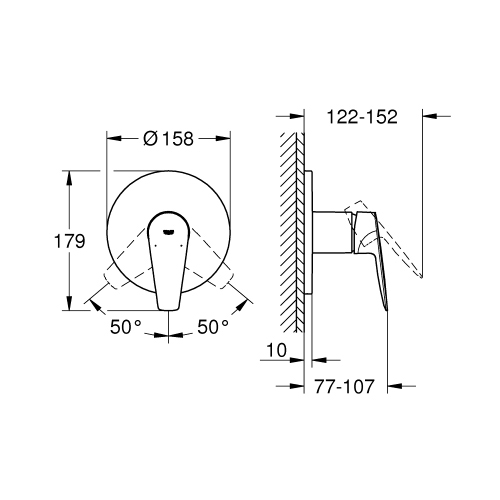 Immagine di Grohe BAUEDGE miscelatore monocomando per doccia, senza corpo incasso, finitura cromo 24161001
