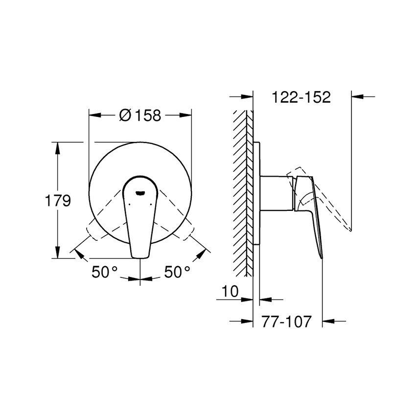 Immagine di Grohe BAUEDGE miscelatore monocomando per doccia, senza corpo incasso, finitura cromo 24161001