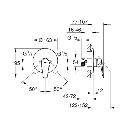 Immagine di Grohe BAUEDGE miscelatore monocomando a incasso per doccia, con corpo incasso, finitura cromo 29078001