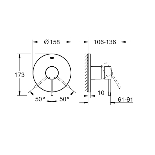 Immagine di Grohe ESSENCE miscelatore monocomando per doccia, senza corpo incasso, finitura cromo 24168001