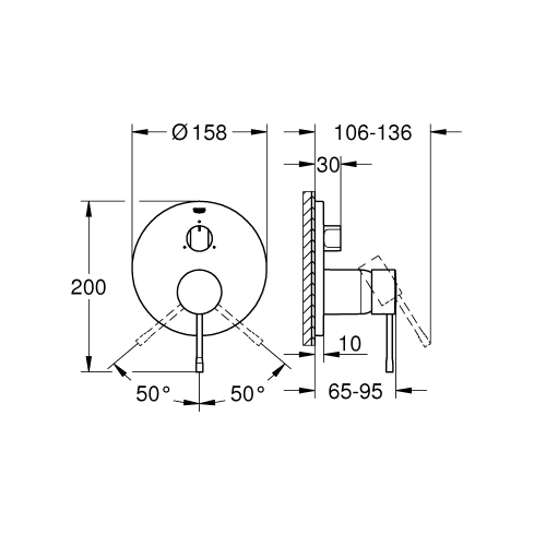 Immagine di Grohe ESSENCE miscelatore monocomando a 3 vie, con deviatore, senza corpo incasso, finitura cromo 24169001