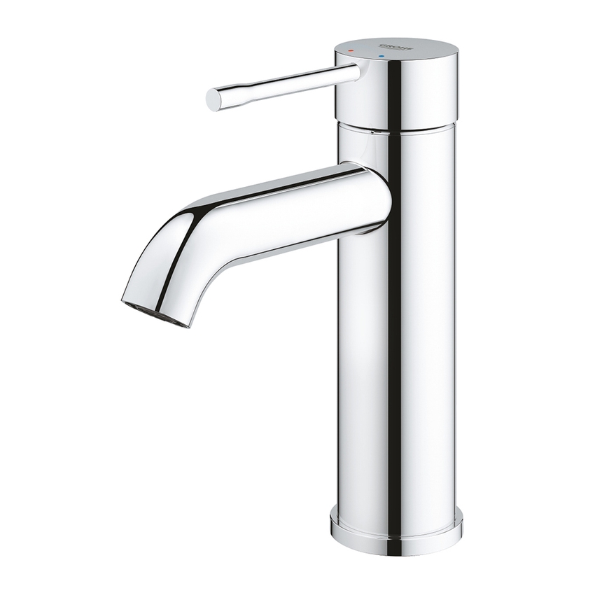 Immagine di Grohe ESSENCE miscelatore monocomando H.17 cm, per lavabo, senza scarico, con risparmio idrico, finitura cromo 24172001