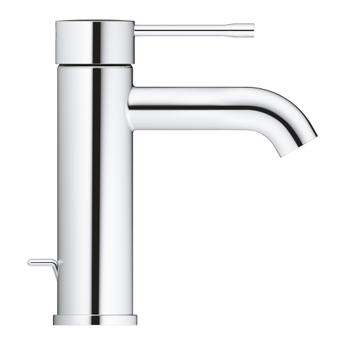 Immagine di Grohe ESSENCE miscelatore monocomando H.17 cm, per lavabo, con scarico e limitatore di temperatura, finitura cromo 24180001