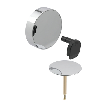 Immagine di Geberit accessori di completamento per sifone per vasca da bagno Split d52, con azionamento a rotazione ed erogazione dal troppopieno, finitura cromo 150.481.21.1