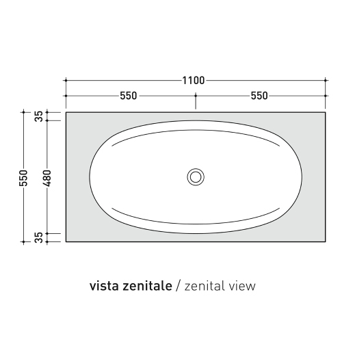 Immagine di Flaminia IO mensola L.110 P.55 H.10 cm con foro centrale per lavabo IO90 (art. IO4290), finitura rovere sbiancato IO90M1SB