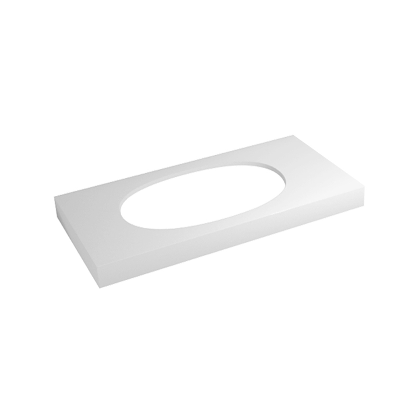 Immagine di Flaminia IO mensola L.110 P.55 H.10 cm con foro centrale per lavabo IO90 (art. IO4290), in pietraluce, colore bianco finitura lucido IO90M1B