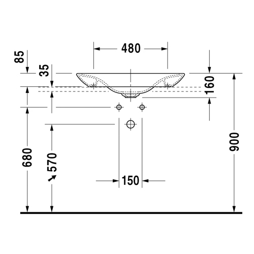 Immagine di Duravit PURAVIDA+ bacinella profonda da appoggio soprapiano L.70 cm, con rettifica, senza troppopieno e bordo per rubinetteria, colore bianco finitura lucido 0369700000
