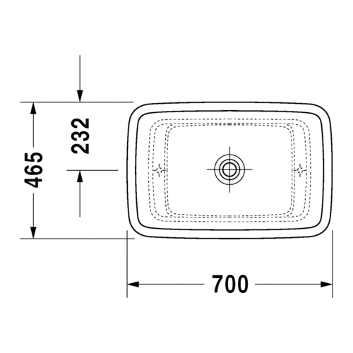 Immagine di Duravit PURAVIDA+ bacinella profonda da appoggio soprapiano L.70 cm, con rettifica, senza troppopieno e bordo per rubinetteria, colore bianco finitura lucido 0369700000