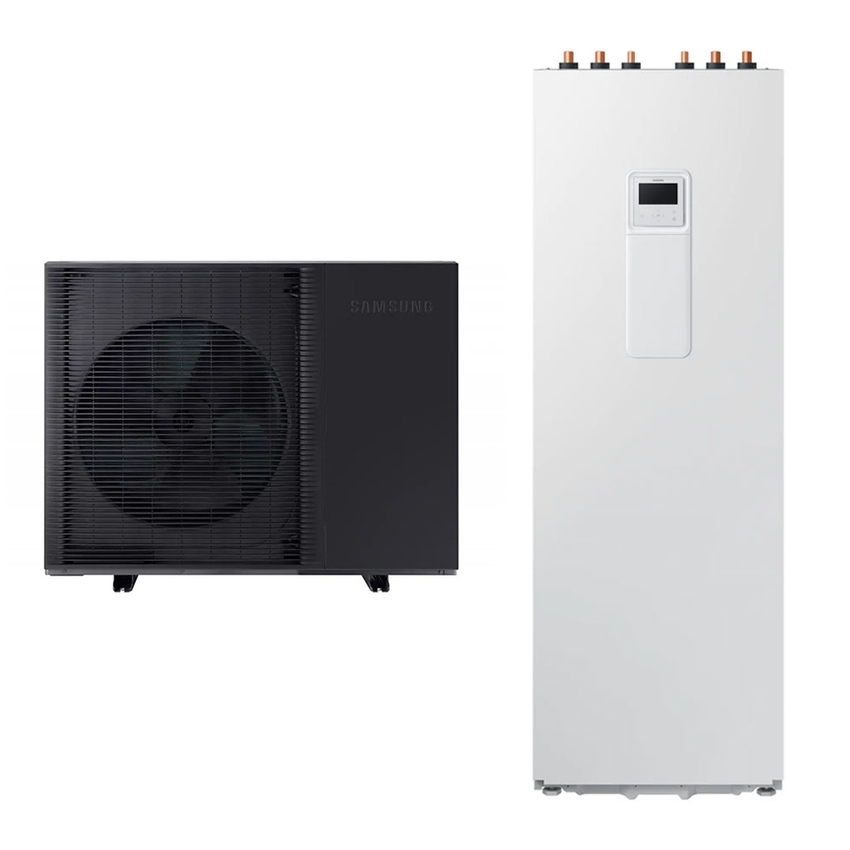 Immagine di Samsung EHS MONO HT QUIET sistema integrato composto da pompa di calore monofase Inverter 12 kW e sistema ClimateHub 200 litri per riscaldamento, raffrescamento e produzione ACS, comando incluso AE120BXYDEG/EU+AE200RNWMEG/EU