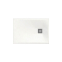 RCR S14590 BASIC PIETRA piatto doccia antiscivolo rettangolare P.100 L.80 cm,  completo di griglia copripiletta in acciaio inossidabile, colore bianco  finitura pietra