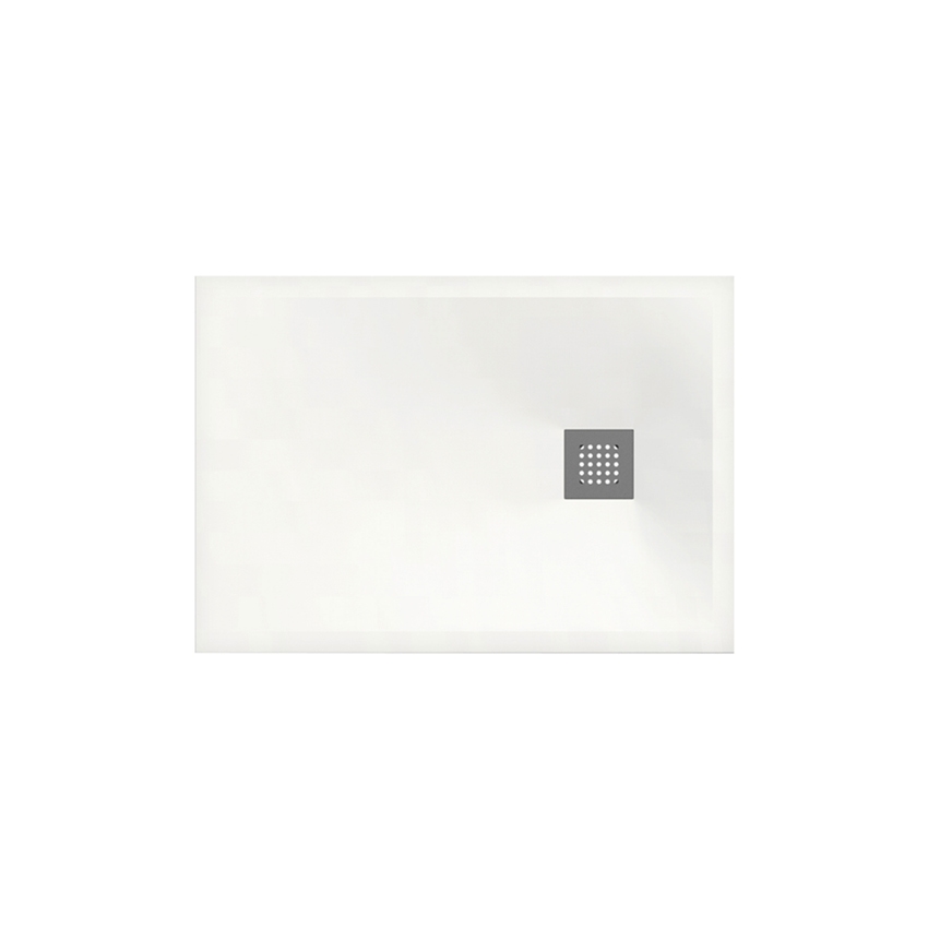 Immagine di Flaminia CM3 STONE piatto doccia rettangolare L.100 P.70 cm effetto pietra, da appoggio o incasso filo pavimento, in ceramica, colore bianco finitura opaco CS7010PBM
