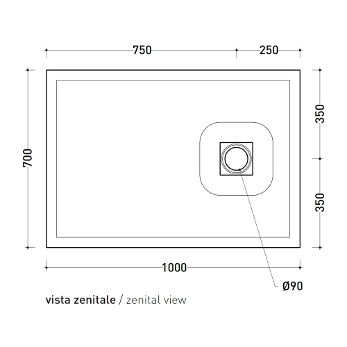 Immagine di Flaminia CM3 piatto doccia rettangolare L.100 P.70 cm, da appoggio o incasso filo pavimento, in ceramica, colore bianco finitura opaco C7010PBM