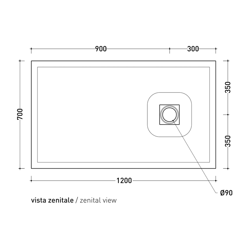 Immagine di Flaminia CM3 piatto doccia rettangolare L.120 P.70 cm, da appoggio o incasso filo pavimento, in ceramica, colore bianco finitura opaco C7012PBM