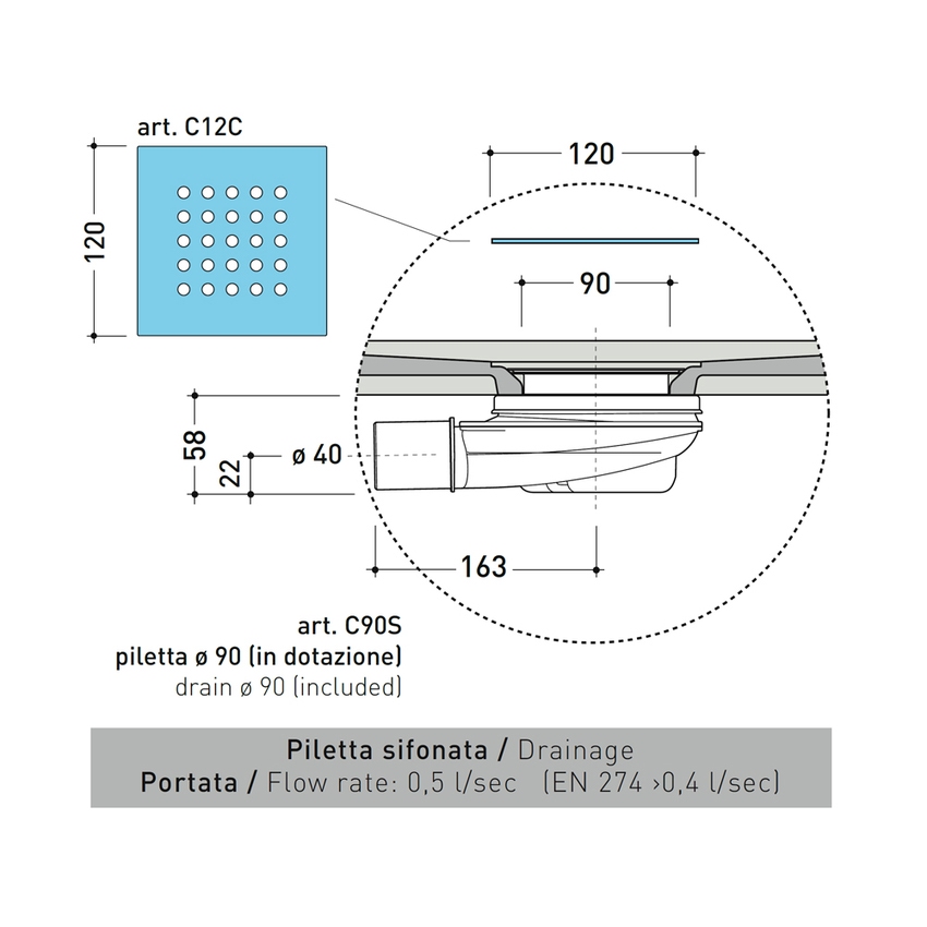 Immagine di Flaminia CM3 piatto doccia rettangolare L.120 P.70 cm, da appoggio o incasso filo pavimento, in ceramica, colore bianco finitura opaco C7012PBM
