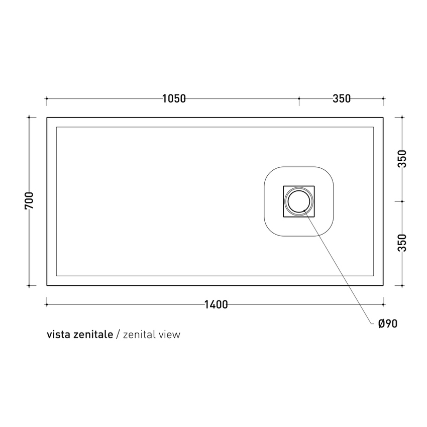 Immagine di Flaminia CM3 STONE piatto doccia rettangolare L.140 P.70 cm effetto pietra, da appoggio o incasso filo pavimento, in ceramica, colore bianco finitura opaco CS7014PBM