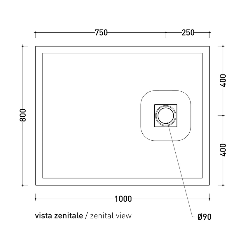 Immagine di Flaminia CM3 piatto doccia rettangolare L.100 P.80 cm, da appoggio o incasso filo pavimento, in ceramica, colore bianco finitura opaco C8010PBM