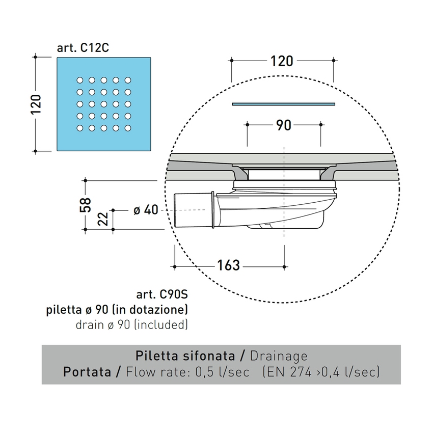 Immagine di Flaminia CM3 piatto doccia quadrato 80 cm, da appoggio o incasso filo pavimento, in ceramica, colore bianco finitura opaco C8080PBM