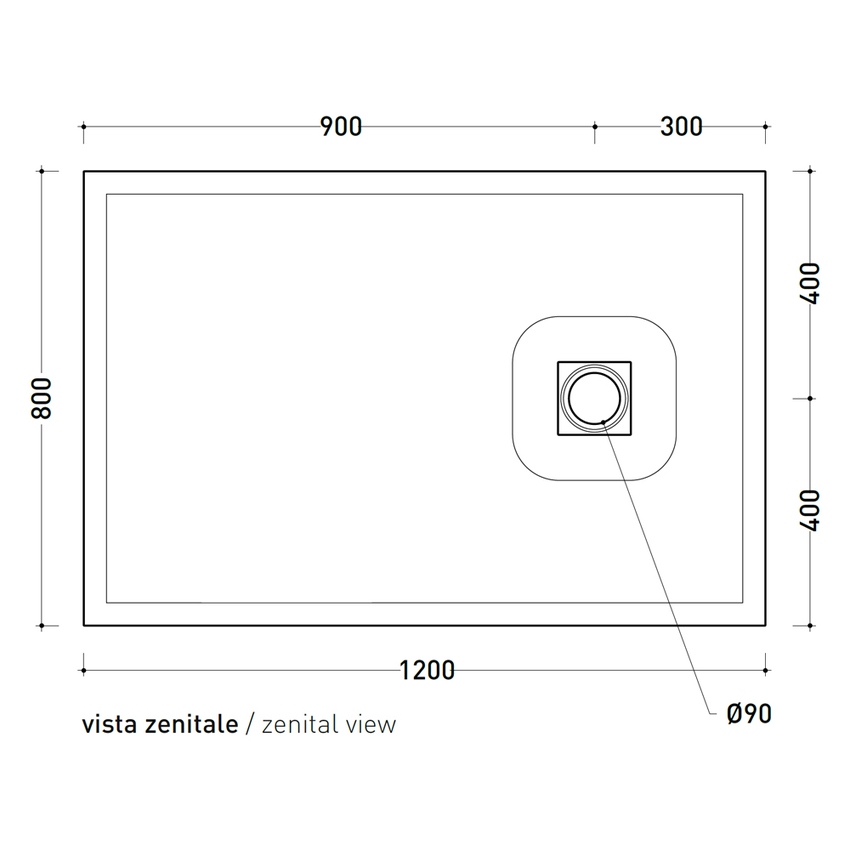 Immagine di Flaminia CM3 piatto doccia rettangolare L.120 P.80 cm, da appoggio o incasso filo pavimento, in ceramica, colore bianco finitura opaco C8012PBM
