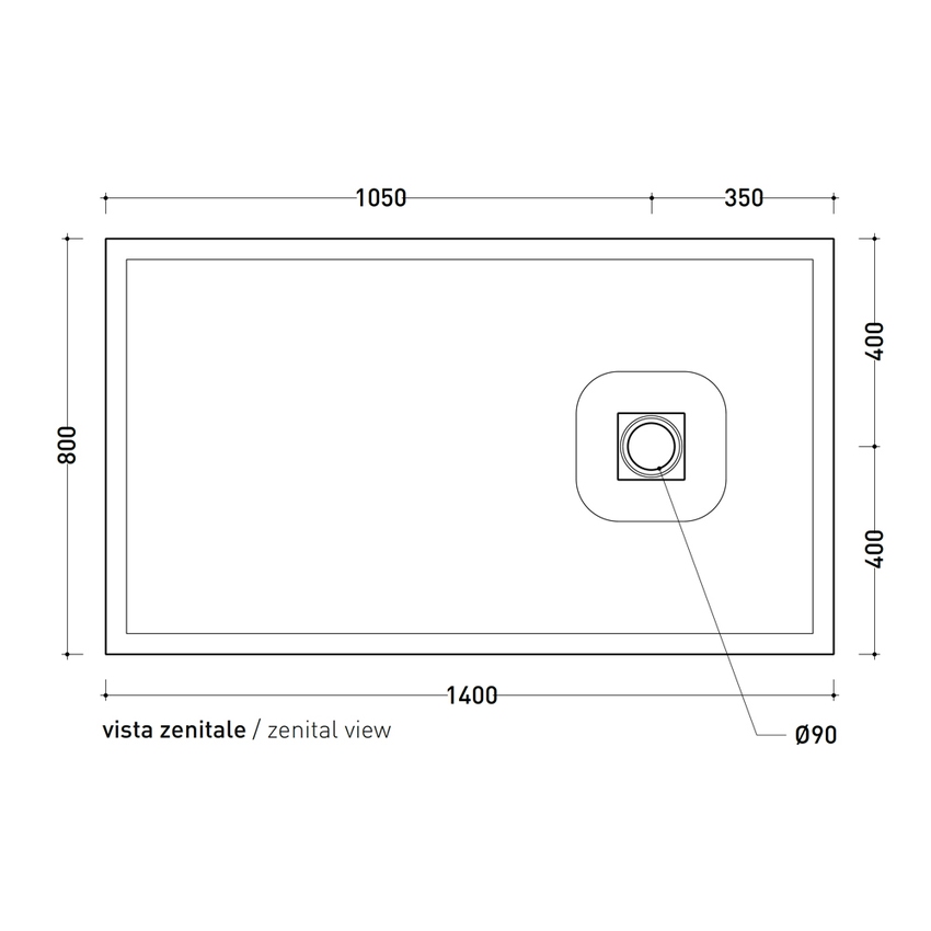 Immagine di Flaminia CM3 STONE piatto doccia rettangolare L.140 P.80 cm effetto pietra, da appoggio o incasso filo pavimento, in ceramica, colore bianco finitura opaco CS8014PBM