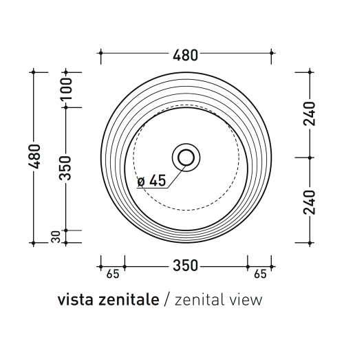 Immagine di Flaminia SPIRE+ lavabo rotondo da appoggio Ø 48 cm, senza troppopieno e senza piano rubinetteria, con decoro a rilievo, colore bianco finitura lucido SP48D