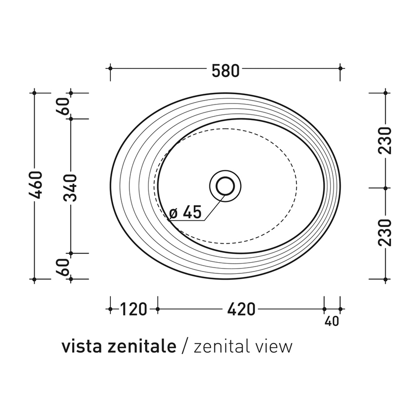 Immagine di Flaminia SPIRE+ lavabo ovale da appoggio L.58 P.46 cm cm, senza troppopieno e senza piano rubinetteria, con decoro a rilievo, colore bianco finitura lucido SP58D