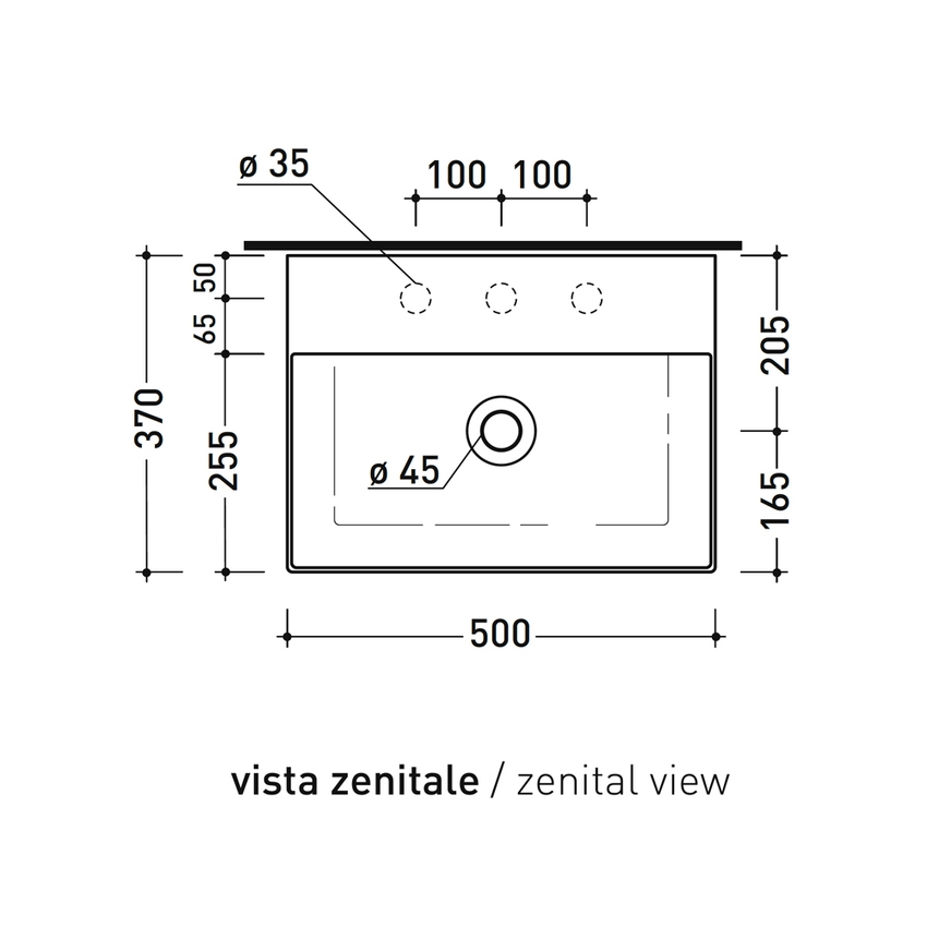 Immagine di Flaminia APPLIGHT 50 lavabo L.50 P.37 cm, da appoggio o sospeso con piano rubinetteria, con troppopieno, colore bianco finitura lucido AP5037