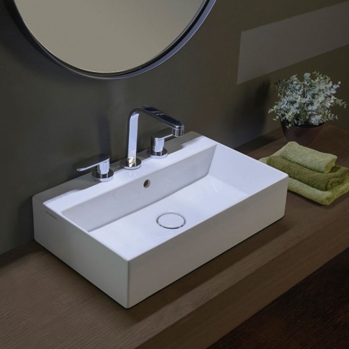 Immagine di Flaminia APPLIGHT 60 lavabo L.60 P.37 cm, da appoggio o sospeso con piano rubinetteria, con troppopieno, colore bianco finitura lucido AP6037