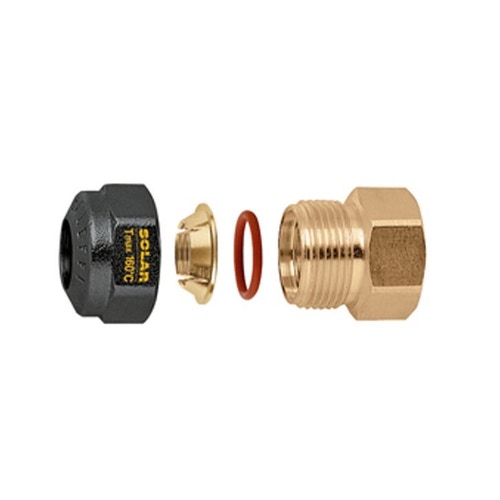 Immagine di Caleffi Raccordo femmina, meccanico a tenuta O-Ring per impianti solari 3/4” F - Ø 15 254055