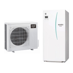 Immagine di Mitsubishi MINISPLIT R32 Sistema idronico composto da pompa di calore Inverter ECODAN 4 kW con HYDROTANK SMALL reversibile 170 litri  SUZ-SWM40VA2+ERST17D-VM2D