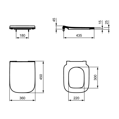 Immagine di Ideal Standard I.LIFE A sedile slim a chiusura normale, colore bianco finitura lucido T481201