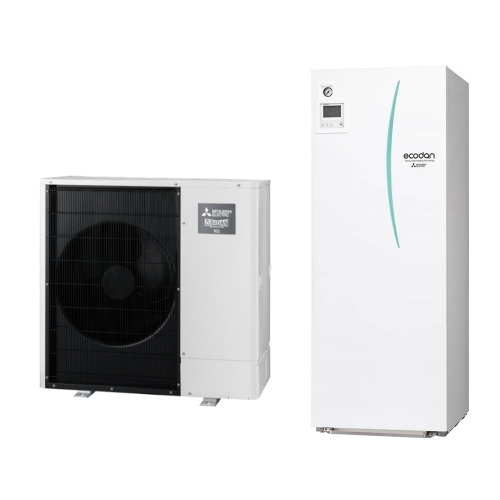 Immagine di Mitsubishi SPLIT Sistema idronico composto da pompa di calore Inverter ZUBADAN 14 kW monofase con HYDROTANK MEDIUM reversibile 200 litri PUZ-SHWM140VAA+ERST20D-VM2D