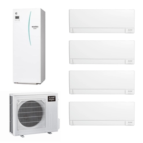 Immagine di Mitsubishi ECODAN MULTI COMFORT R32 sistema per raffrescamento, riscaldamento e acqua calda sanitaria HYDROTANK SMALL 200 l | unità esterna 8.5 kW | unità interne a parete 9000+9000+9000+9000 PXZ-5F85VG+4xMSZ-AY25VGKP