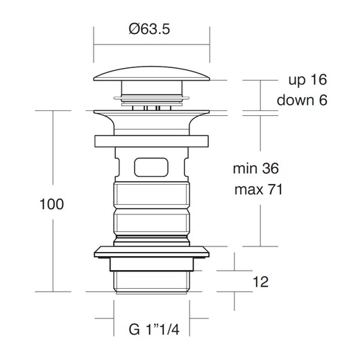 Immagine di Ideal Standard piletta Click-Clack con fori per lavabo con troppopieno, finitura cromo E1482AA