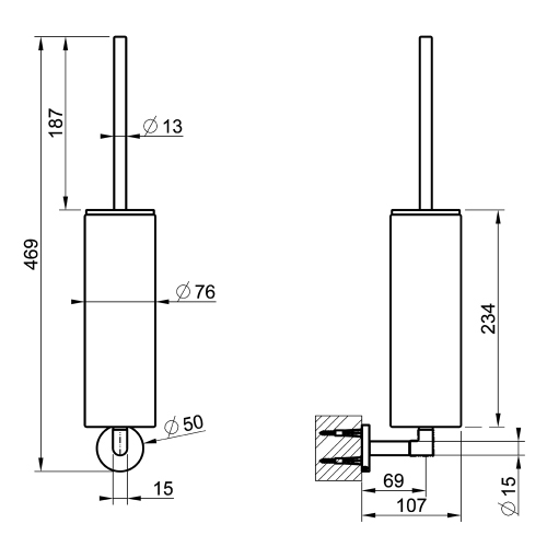 Immagine di Gessi ANELLO porta scopino nero, a parete, finitura fnox 63720#149