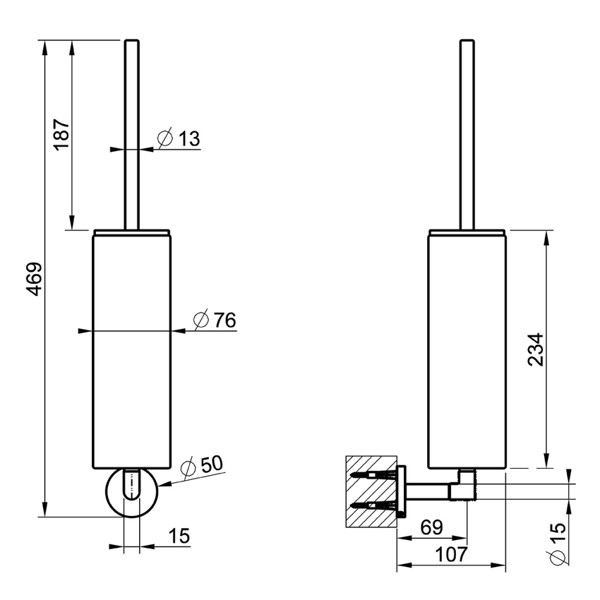 Immagine di Gessi ANELLO porta scopino nero, a parete, finitura cromo 63720#031