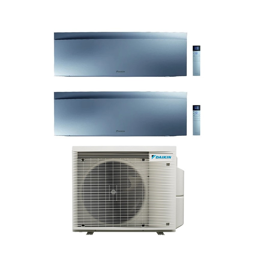 Immagine di Daikin EMURA R32 Climatizzatore a parete dual split inverter Wi-Fi silver | unità esterna 6.5 kW unità interne 7000+18000 BTU 2MXM68A9+FTXJ[20|50]AS