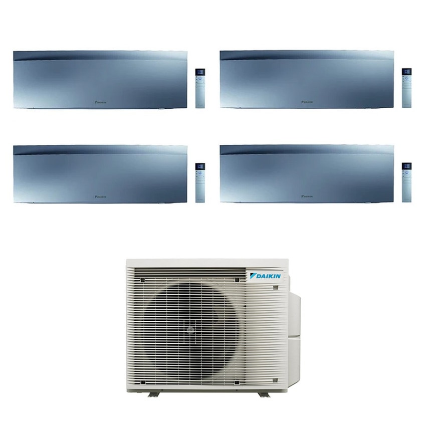 Immagine di Daikin EMURA R32 Climatizzatore a parete quadri split inverter Wi-Fi silver | unità esterna 7.4 kW unità interne 9000+9000+12000+12000 BTU 4MXM80A9+FTXJ[25|25|35|35]AS