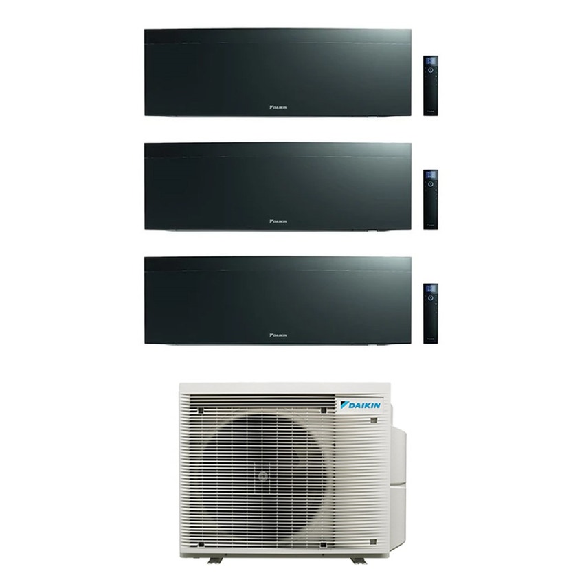 Immagine di Daikin EMURA R32 Climatizzatore a parete trial split inverter Wi-Fi black | unità esterna 6.8 kW unità interne 9000+9000+15000 BTU 3MXM68A9+FTXJ[25|25|42]AB